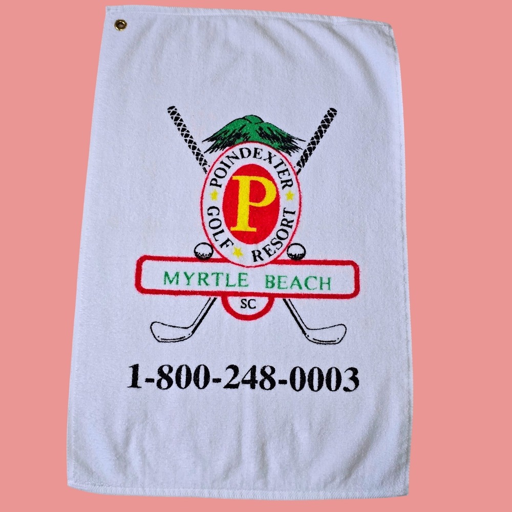 Poindexter Golf Resort Myrtle Beach SC Golf Towel Vintage 1990s UNUSED